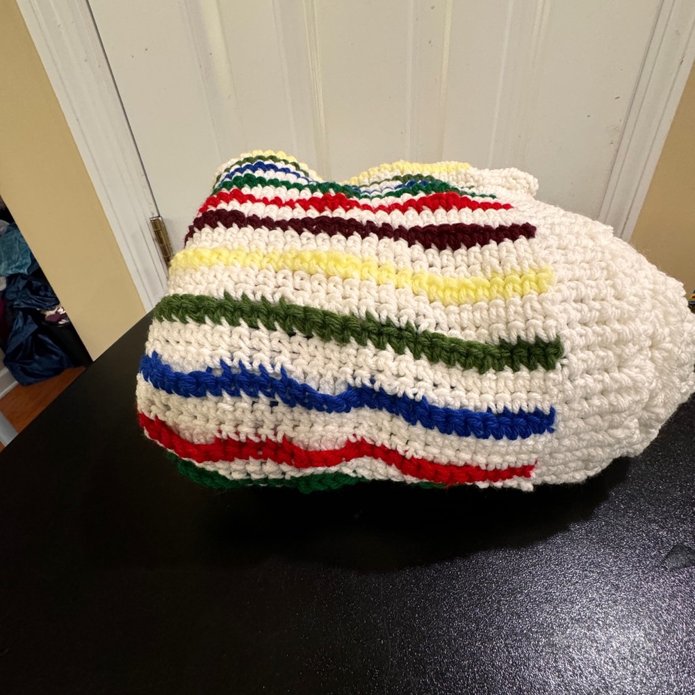 Throw blanket 48 x 54 hand knitted